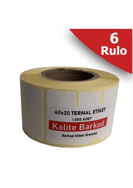 40X20 Termal Etiket | 6 Rulo Barkod Etiketi