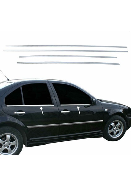Volkswagen Bora Krom Cam Çıtası 1998-2004 (4parça) Paslanmaz Çelik