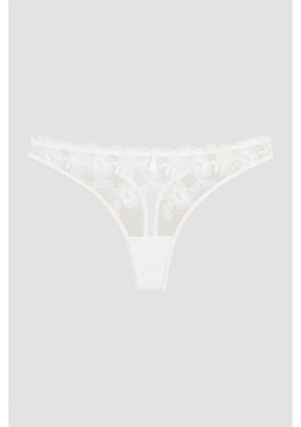 Beyaz Dantelli Lotus Tanga Külot