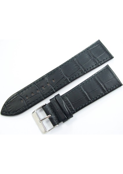 Bizon Siyah Deri Saat Kayişi 22MM Xl Uzun Ince Saat Kordonu Klasi