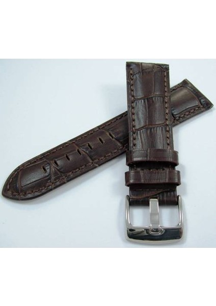 Bizon Deri Saat Kordonu 26MM Kayişi Koyu Kahverengi Kalite Dik