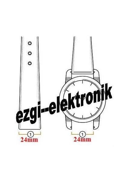 Bizon Deri Saat Kayişi 24MM Xl Uzun Siyah Ince Klasik Kroko Dese
