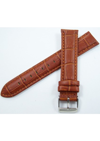 Bizon Deri Saat Kayişi 24MM Taba Saat Kordonu Kroko Dikişli Kolça