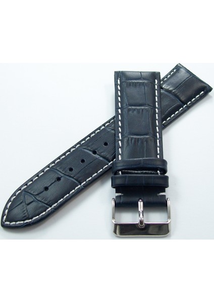 Deri Saat Kayişi 24MM Lacivert Saat Kordonu Beyaz Dikişli Kroko fiyatları