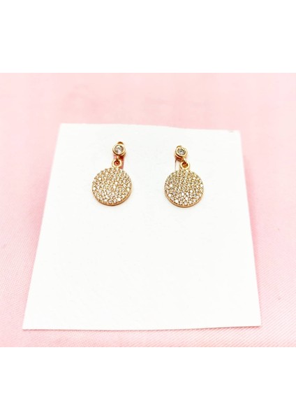 Taşlı Rose Gümüş Küpe