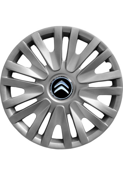 Citroen Ami 14 Inç Uyumlu Jant Kapağı Amblemli Gri 4 Adet 1 Takım 123