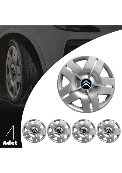 Citroen Ax 13 Inç Jant Kapağı Amblemli Gri 4'lü Set 102