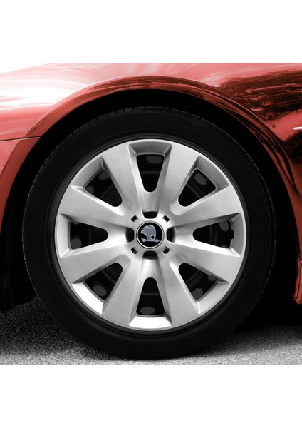 Skoda Roomster 15 Inç Jant Kapağı Amblemli Gri 4'lü Takım 110