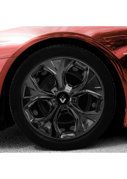 Renault Fluence 15 Inç Uyumlu Jant Kapağı Amblemli Piano Black 4 Adet 1 Takım 212