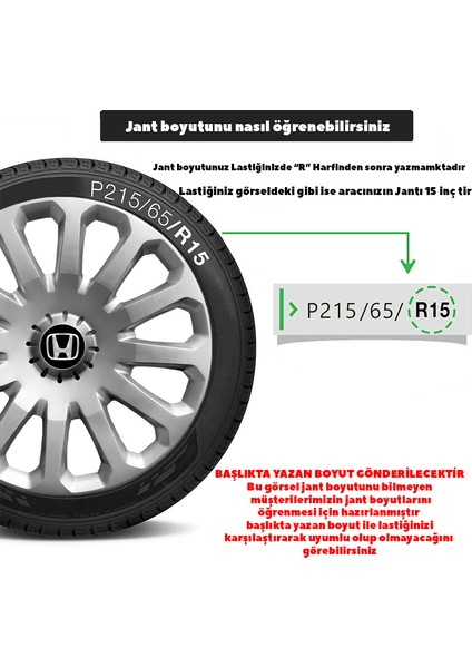 Honda Accord 15 Inç Uyumlu Jant Kapağı Amblemli Gri 4 Adet 1 Takım 121