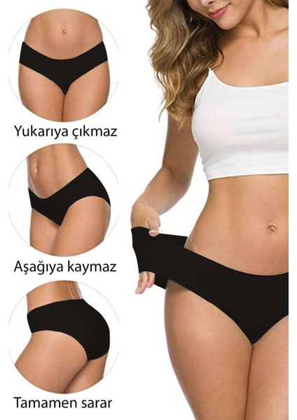 4 Adet Kadın Dikişsiz Lazer Kesim Esnek Iz Yapmayan Külot S2