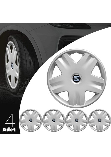 Seat Leon 14 Inç Jant Kapağı Amblemli Gri 4'lü Set 140