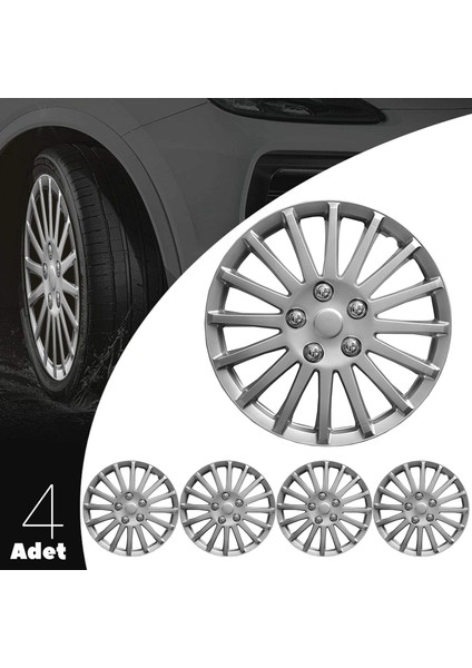 Ford C Max 15 Inç Jant Kapağı Amblemli Gri 4'lü Set 136