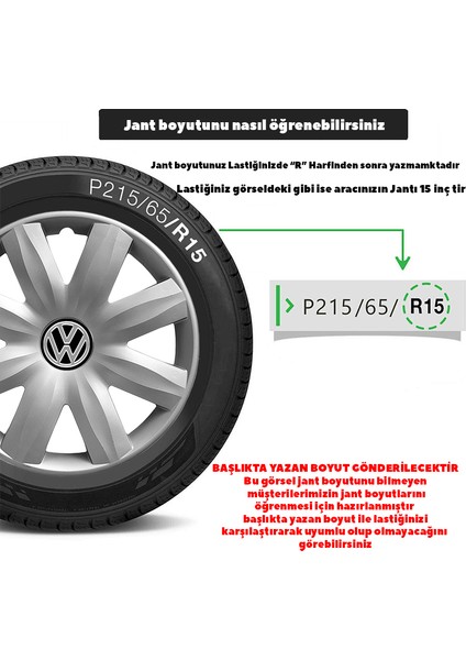 Volkswagen Beetle 13 Inç Jant Kapağı Amblemli Gri 4 Adet 1 Takım 115