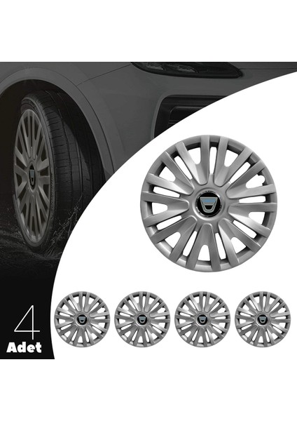 Dacia Sandero 14 Inç Jant Kapağı Amblemli Gri 4'lü Set 123 modelleri
