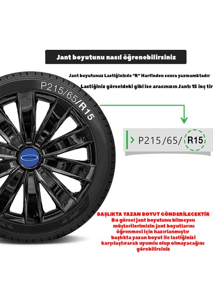 Ford Fiesta 16 Inç Jant Kapağı Amblemli Piano Black 4'lü Set 213