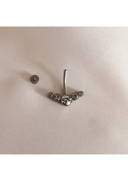 Cerrahi Çelik Altı Zirkon Taşlı Göbek Piercingi- Bar Uzunluğu 10 mm - 1 Adet fiyatları