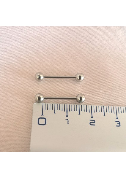 Cerrahi Çelik Memeucu Piercingi- Bar Uzunluğu 14 Mm( 1 Çift) Top Çapı 4 mm modelleri