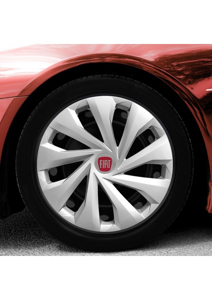 Fiat Linea 15 Inç Uyumlu Jant Kapağı Amblemli Gri 4'lü Takım 130