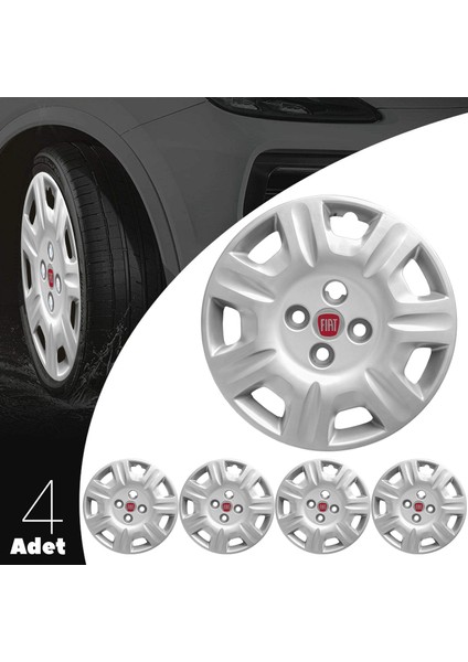 Fiat Albea 14 Inç Jant Kapağı Amblemli Gri 4 Adet 1 Takım 145