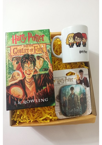 Harry Potter Kitap Görünümlü Kilitlenebilir Gizli Kasa, Kupa, Bardak Altlığı Hediye Seti