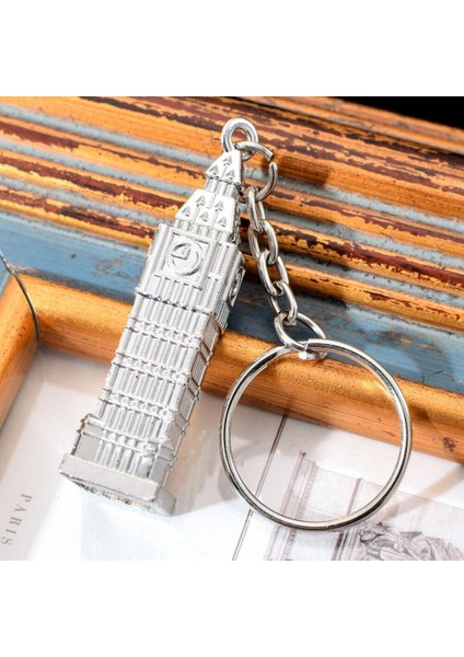 Gümüş 3D Big Ben Metal Anahtarlık Ingiltere Londra Saat Kulesi modelleri