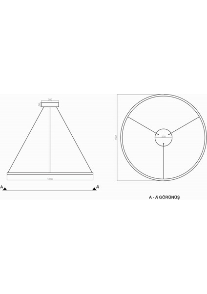 TRA30041D Eco 100 cm LED Avize Sarkıt Cırkel - Işık Rengi 6500K Soğuk Beyaz modelleri