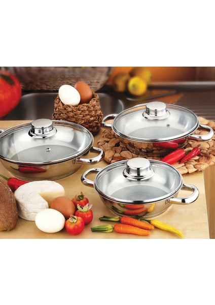 6 Parça Omlet Set Cam Kapaklı