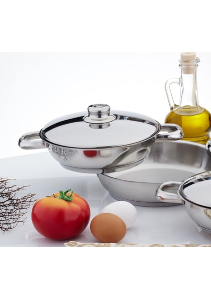 6 Parça Omlet Set Çelik Kapaklı