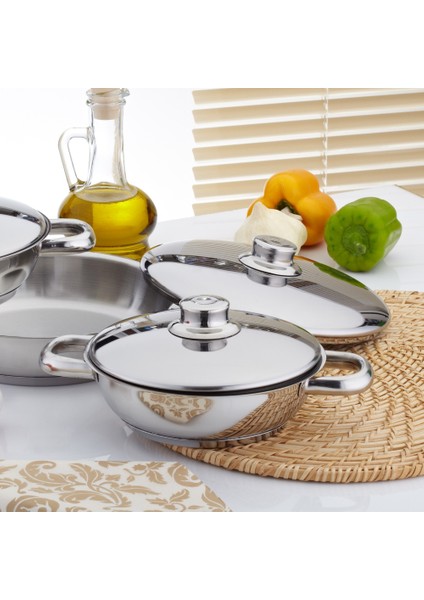 6 Parça Omlet Set Çelik Kapaklı