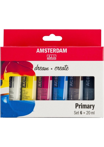 : Akrilik Boya Seti : 6 Renk x 20 ml Tüp (Primary Colors)