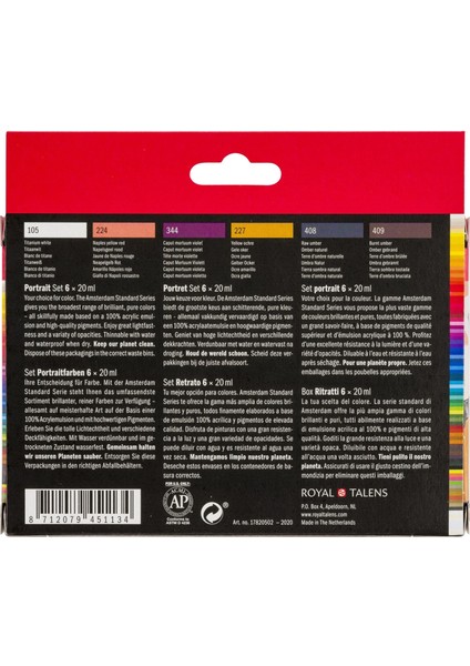 : Akrilik Boya Seti : 6 Renk x 20 ml Tüp (Portrait Colors)