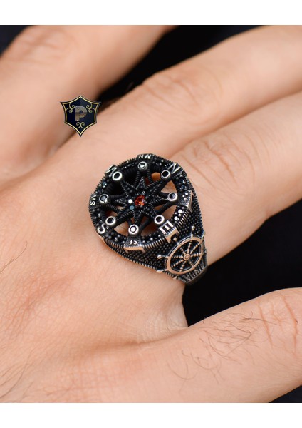 Gümüş 925 Ayar Gümüş Erkek Yüzüğü Kutup Yıldızlı Pusula fiyatları