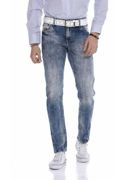 CD319 Eskitilmiş Mavi Slim Fit Erkek Jean Kot Pantolon fiyatları