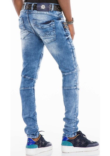CD505 Desenli Dikişli Skinny Fit Mavi Erkek Jeans