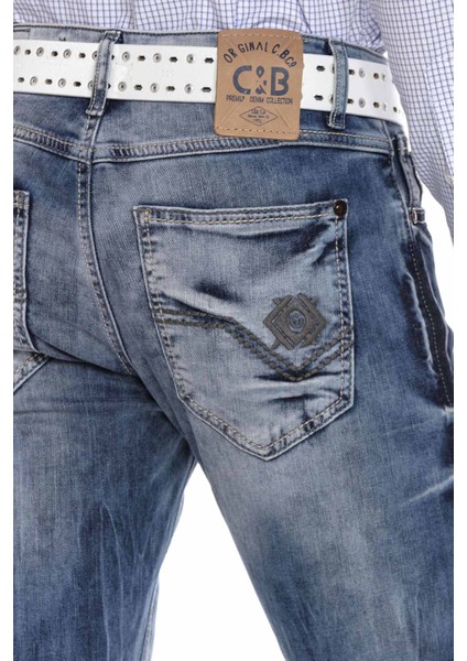 CD319 Eskitilmiş Mavi Slim Fit Erkek Jean Kot Pantolon indirimleri