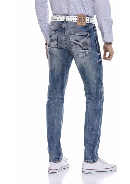CD319 Eskitilmiş Mavi Slim Fit Erkek Jean Kot Pantolon fırsatları