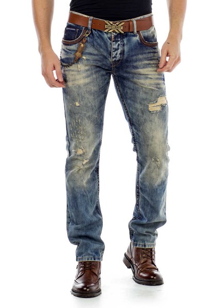 CD493 Cep Işlemeli Zincirli Yırtık Erkek Kot Pantolon fiyatları