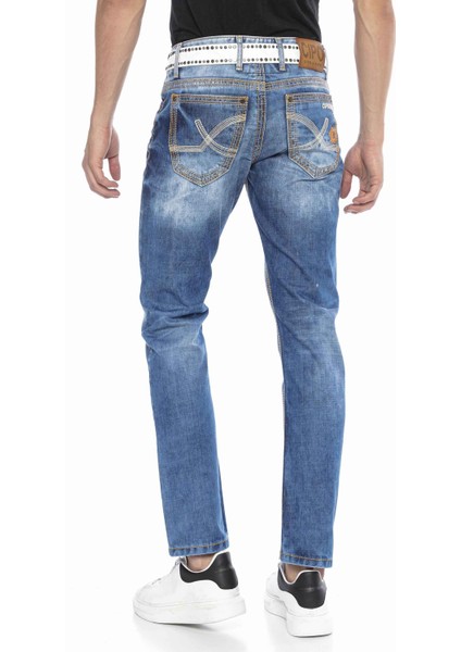 CD669 Kalın Dikiş Detaylı Straight Fit Jeans fırsatları