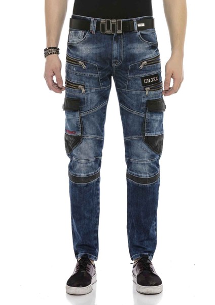 CD586 Kargo Cep Deri Detaylı Erkek Kot Pantolon modelleri