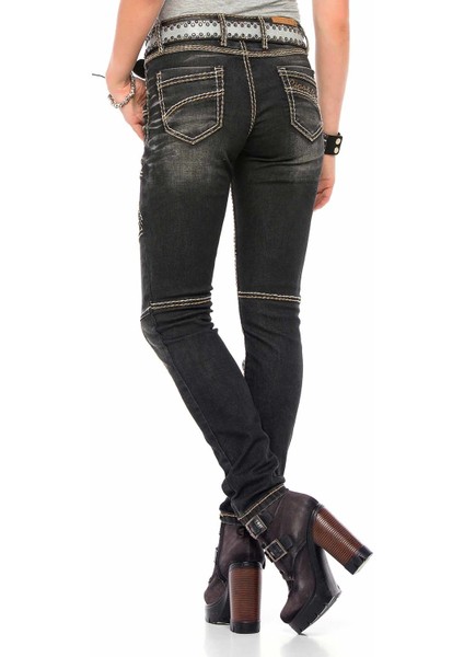 WD382 Renkli Nakışlı Slim Bayan Jeans Pantolon indirimleri