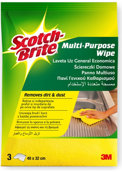 Scotch-Brite Genel Kullanım Amaçlı Renkli Bez (Sarı/pembe/mavi), 3 Adet