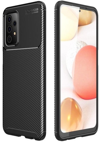 Samsung Galaxy A52 Kılıf Silikon Negro Karbon Desen + Nano Cam