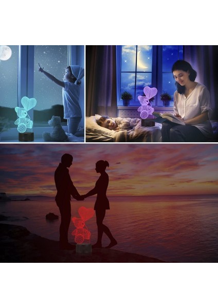 3D Dekoratif Figürlü 87 Renk Seçenenekli LED Gece Lambası - Siyah (Yurt Dışından) modelleri
