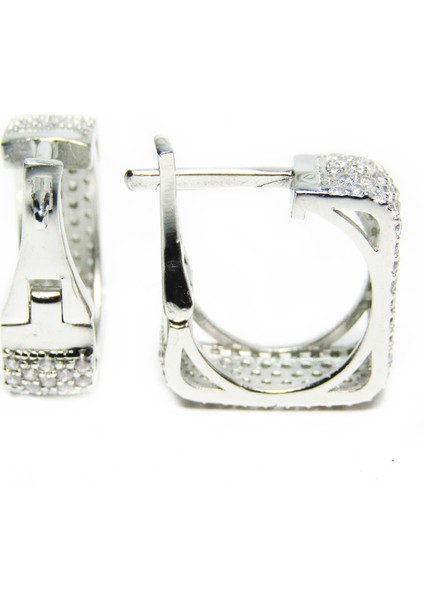 Gümüş Kare Tamtur Beş Sıralı Kadın Küpe fiyatları