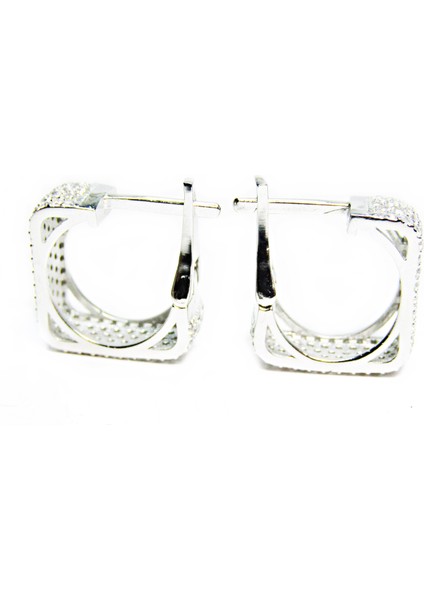 Gümüş Kare Tamtur Beş Sıralı Kadın Küpe modelleri