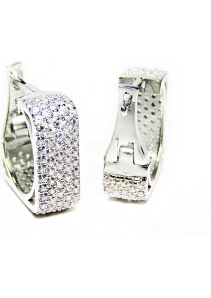 Gümüş Kare Tamtur Beş Sıralı Kadın Küpe fırsatları