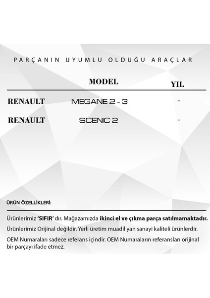 Renault Megane 3 Için Sunroof Bademi Tıkırtı Giderme 6 Lı Set