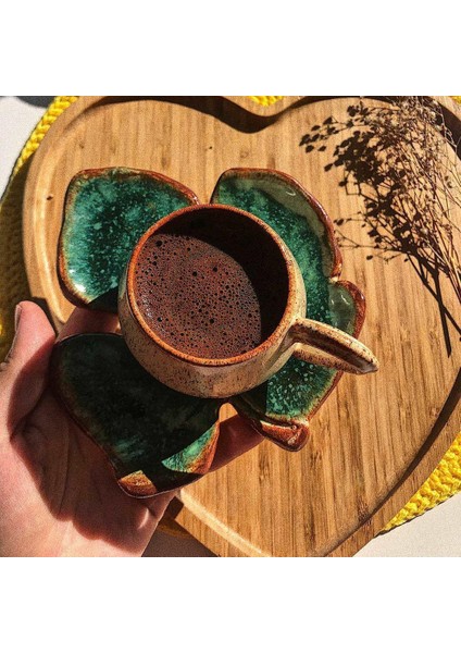 Tulu Seramik Tulû Seramik Incir Yaprak Tasarım Bej El Yapımı Seramik Türk Kahvesi Fincanı fırsatları