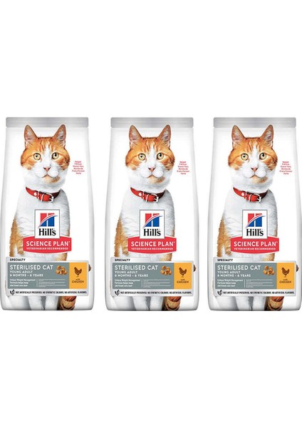 Hill's Tavuklu Kısırlaştırılmış Kedi Maması 3 kg 3 Adet
